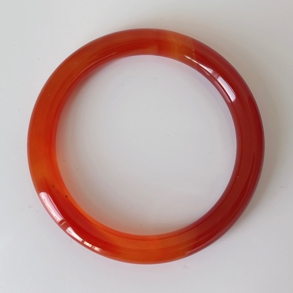 58mm Natural Carnelian Red Agate Round Bangle BA124 - Picture 1 of 10